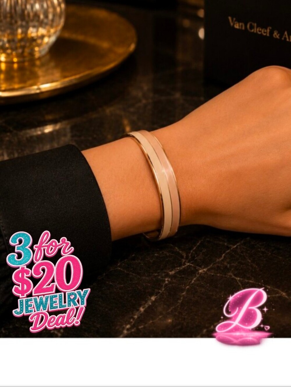 3/$20 Zoetik Colorblock Brown and Beige Enamel Bangle Bracelet NWT